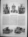 Old Antique Print New South Wales Woollen Trophy Wine Grain Trophy 1886 19th