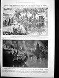Antique Print Royal Tour India Curio Market River Flame Benares Ganges 1906