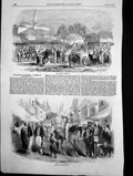 Antique Old Print Market Schumla Street Constantinople Traders Horses 1856 19th
