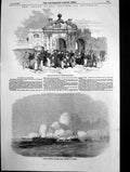 Antique Print Gun Boats Attacking Southsea Castle James Gate Portsmouth1856
