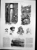 Old Antique Print San Remo Town Hurricane Madagascar House Tamatave 1888 19th