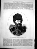 Antique Old Print Grand Duke Michael Commander Russian Army Asia Minor 1877