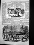 Antique Old Print Ojibway Camp Falls Rainy River Portaging Canoe Baggage 1858