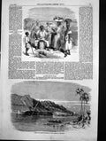 Antique Old Print Market Nassau Bahamas Recent Eartquake Japan Boat Sunk 1856