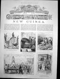Old Print New Guinea Mineral Court Port Jackson Relics Captain Cook 1886 19th