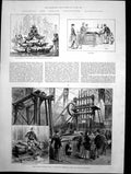 Old Antique Print GQuartz Crushing Mill Australian Market Alluvial G1886 19th