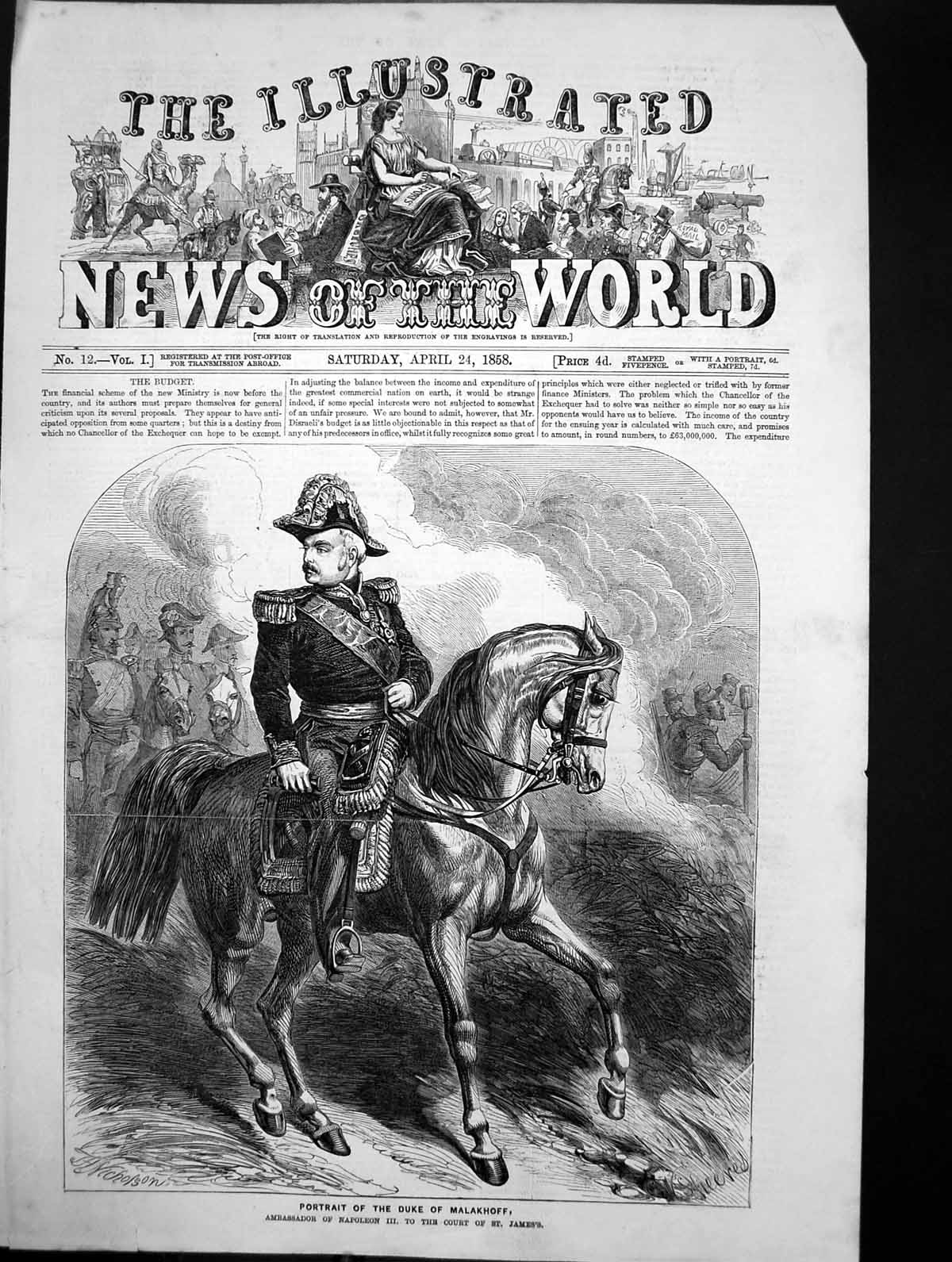 Old Antique Print Duke Malakhoff Ambassador Napoleon Court St James 1858 19th