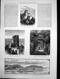 Antique Print Riviera Palazzo Orengo Mortola Torre Di Grimaldi Mentone 1882