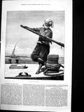 Antique Print Boatman Indus Native Indian Great River North West India 1878
