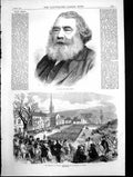 Original Old Antique Print Inspection Volunteers Quebec Late Mark Lemon 1870