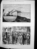 Antique Print Attempted Balloon Voyage Channel Art City Mansion House 1882 19th