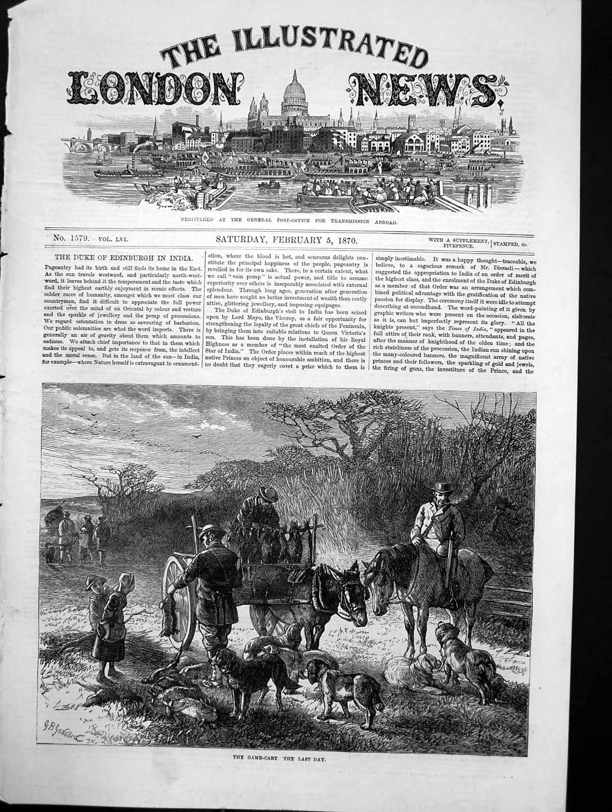 Old Antique Print Game Cart Last Day Last Waggon Leave Harvest Field 1870 19th