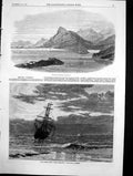 Antique Old Print Gravosa Harbour Dalmatia Turner Medal Landscape Ship 1870