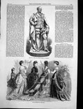 Old Print Statue Late Prince Consort Belfast Paris Fashions February 1870 19th