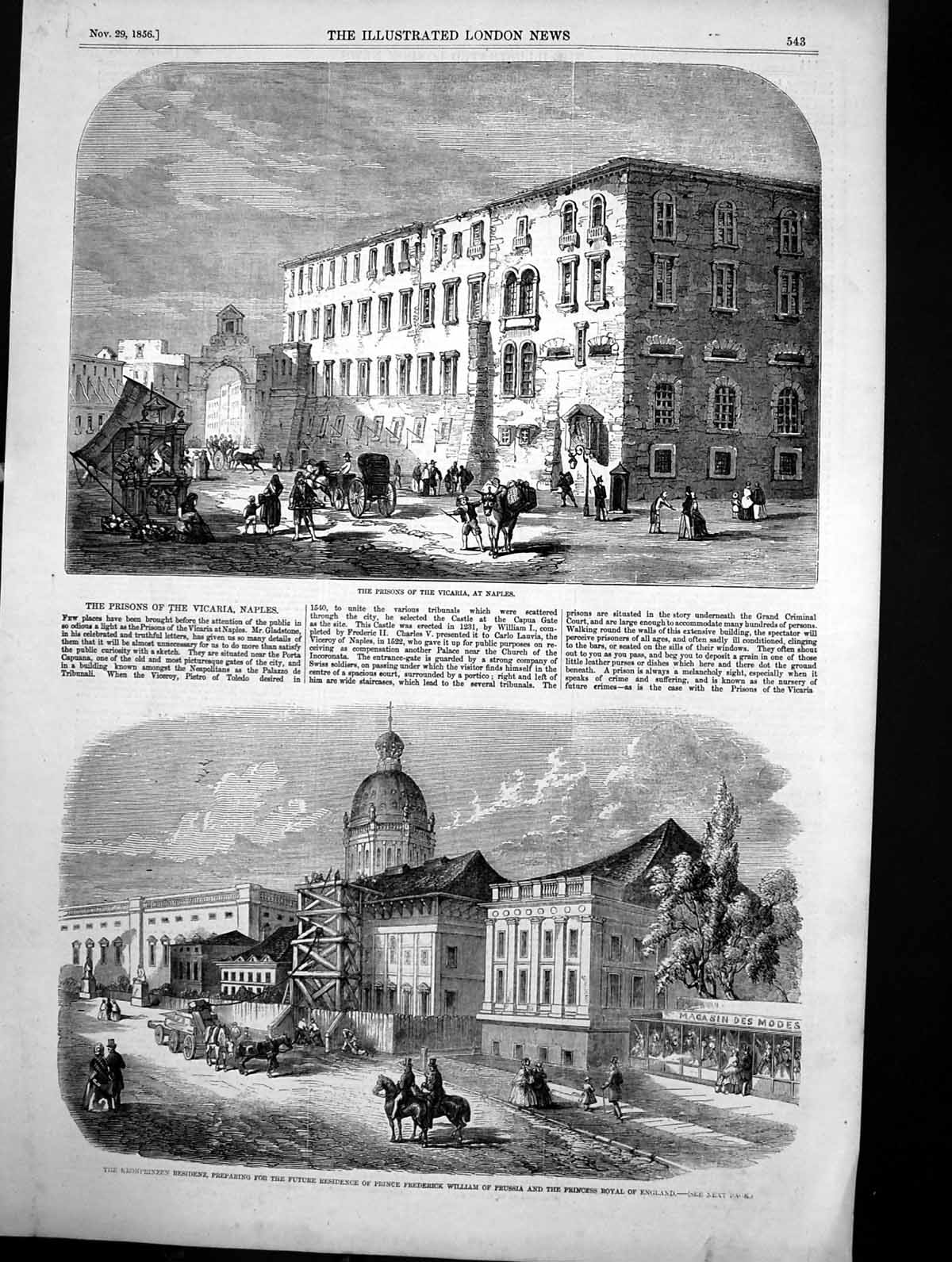 Old Prisons Vicaria Naples Kronprinzen Residenz Prince Frederick 1856 Victorian