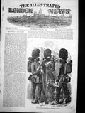 Original Old Antique Print Guards Returned From Crimea Goat Aldershot 1856 19th