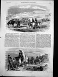 Antique Old Print Carrying Wounded Frost Bitten Balaclava Horses Waggon 1855