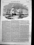 Original Old Antique Print Ships Geyser Archer Off Riga Baltic Fleet 1855 19th