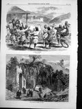Old Antique Print Fountain Egeria Rome Dance Gilghit Natives Turbans 1870 19th