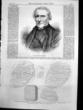 Antique Old Print Bishop Chichester Moabite Stone Found Dhiban Dead Sea 1870