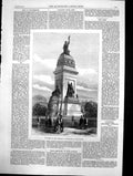 Original Old Antique Print Monument King WilliamHolland At Hague 1870