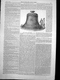 Old Antique Print Westminster Clock Bell Raised From Pit Royal Arms 1856 19th