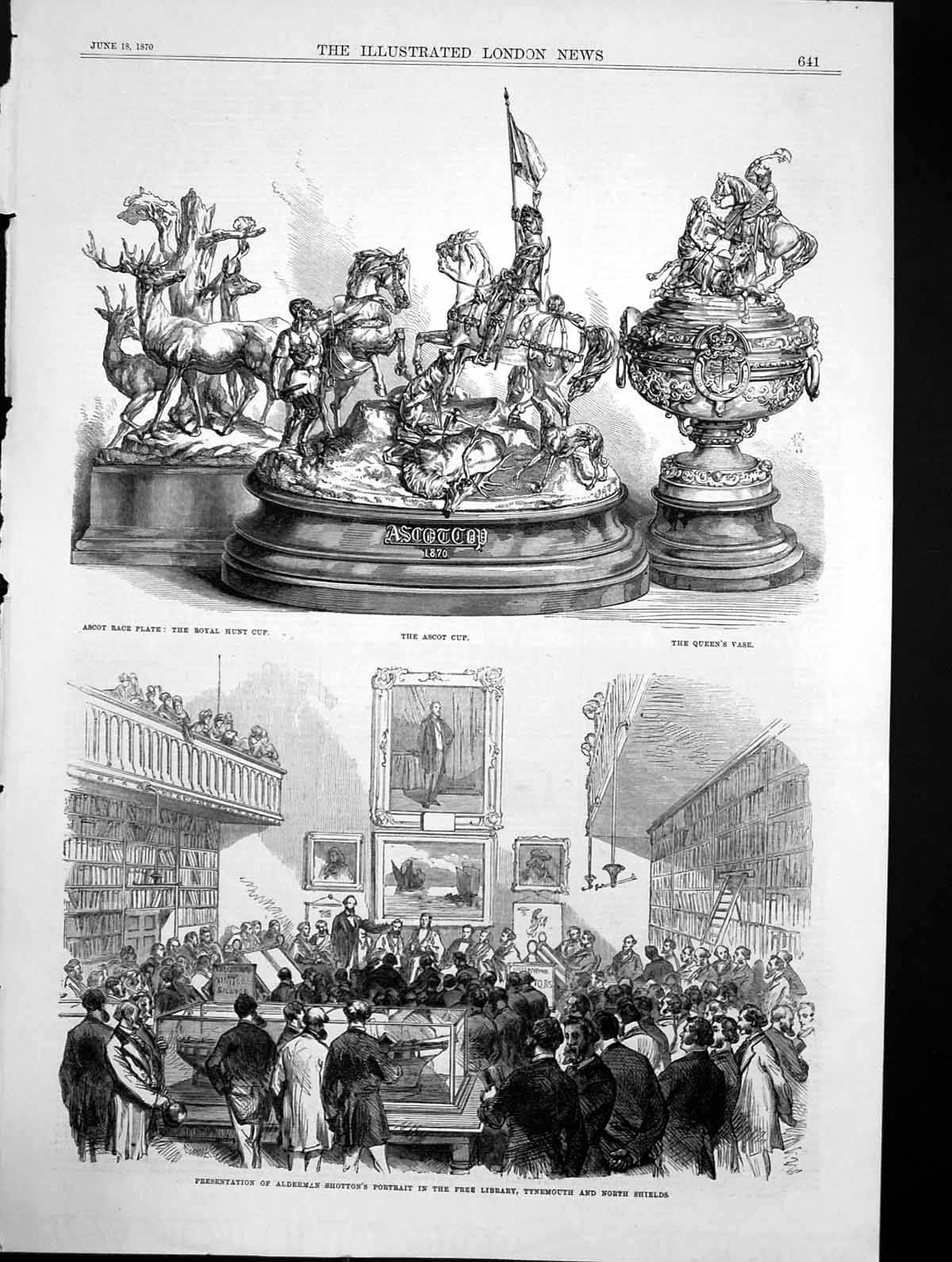 Antique Old Print Alderman Shottons Portrait Library Tynemouth Ascot Cup 1870