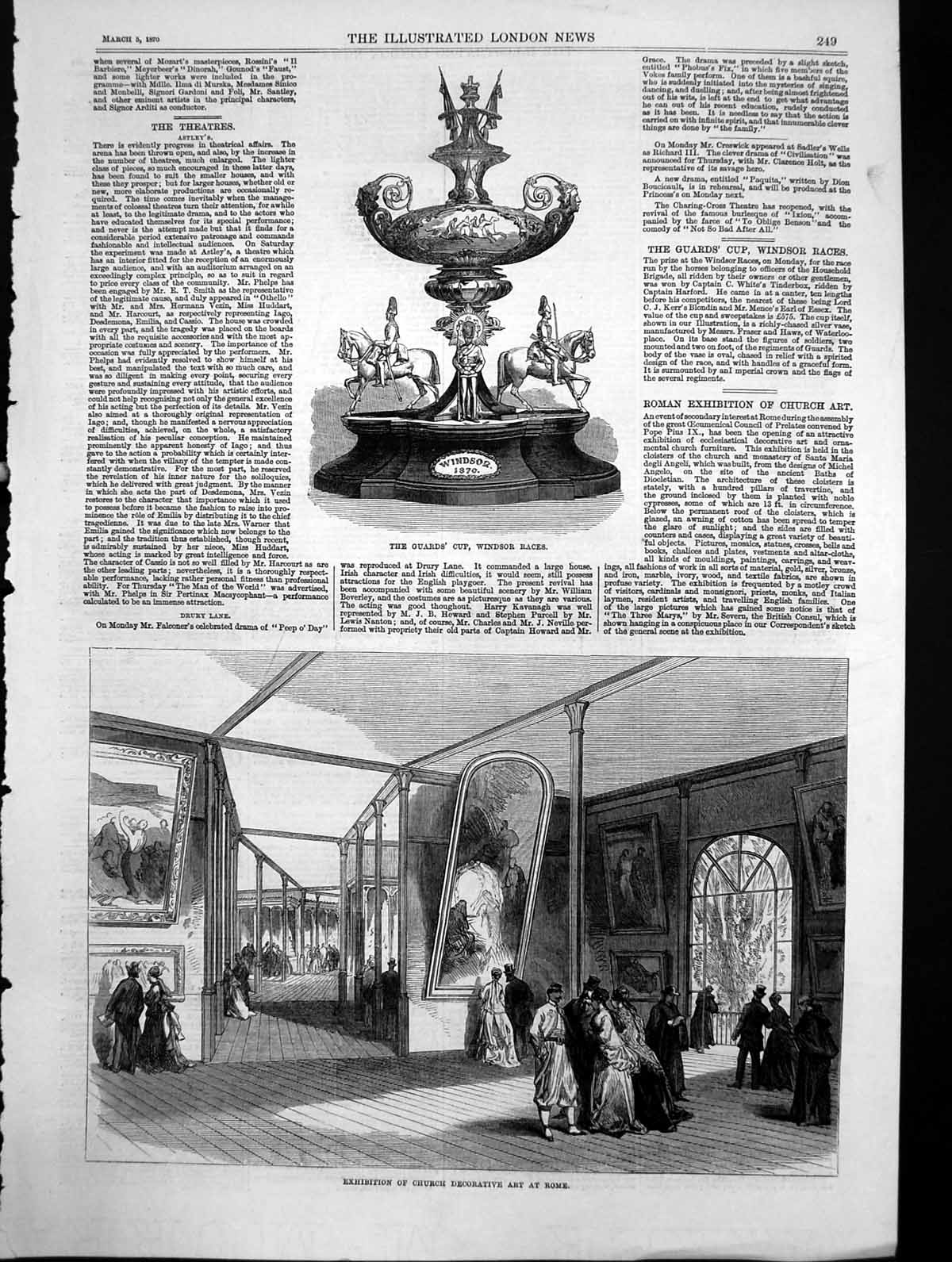 Antique Print Exhibition Church Decorative Art Rome Guards Cup Windsor 1870