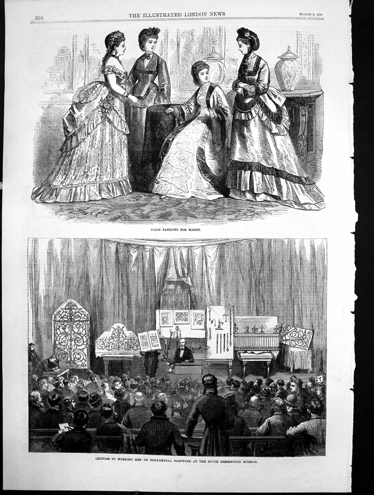 Antique Old Print Lecture Ornamental Ironwork South Kensington Museum 1870 19th