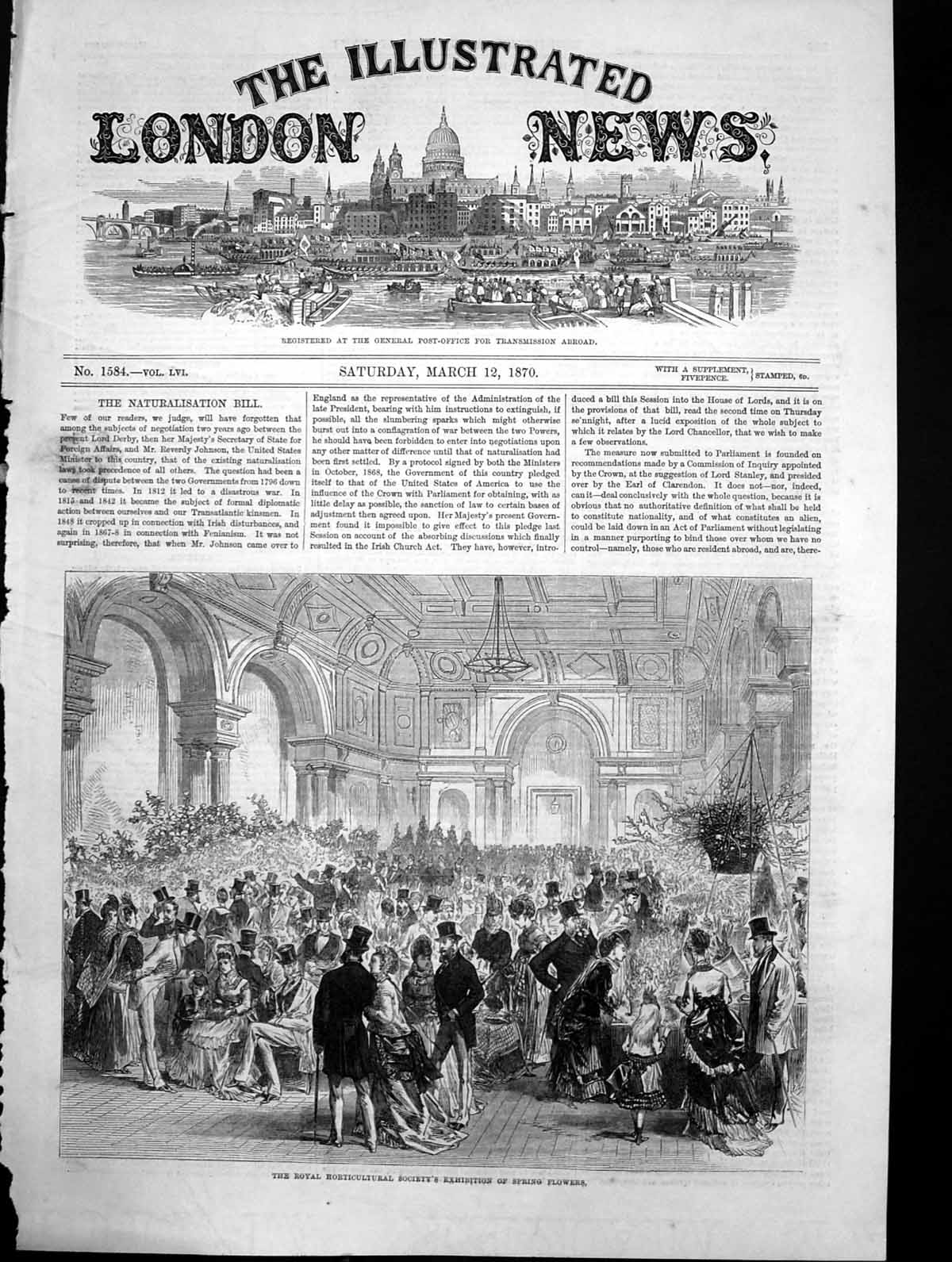 Antique Old Print Royal Horticultural Societys Exhibition Spring Flowers 1870