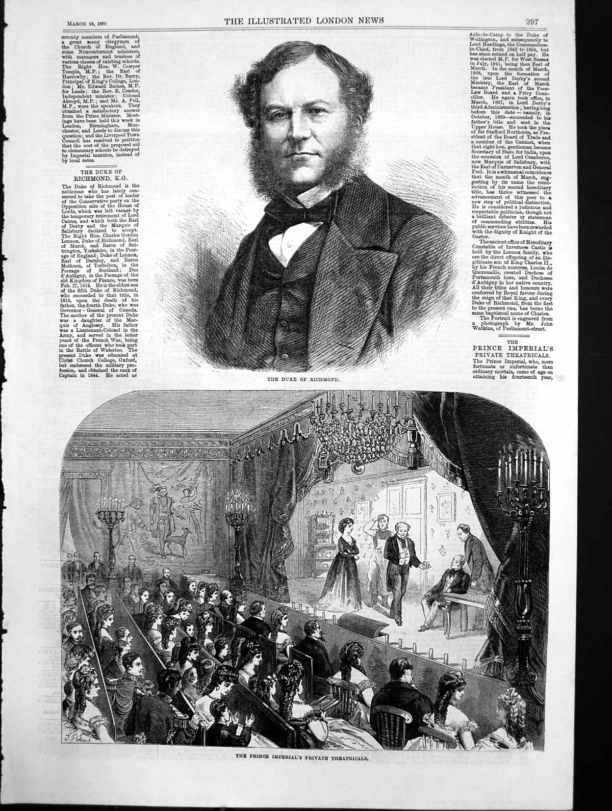 Old Antique Print Duke Richmond Prince Imperials Private Theatricals 1870 19th