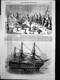 Antique Old Print Hms St George Banquet Vivian Turkish Contingent Crimea 1855