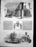 Antique Old Print South Sea House Works Hampton Water Companies Lambeth 1855