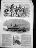 Old Antique Print Prince Wales Ship Navvies Crimea Church Cheltenham 1855 19th