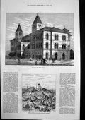 Antique Old Print New Post Office Bombay Before Plenva Roumanian Outpost 1877