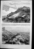 Original Old Antique Print Accident Indian Peninsula Railway Bhore Ghaut 1869