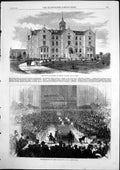 Antique Old Print Billiard Match St James Hall Hellmuth College Ontario 1870