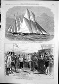 Antique Old Print International Yacht Race Cambria Kings College Sports 1870