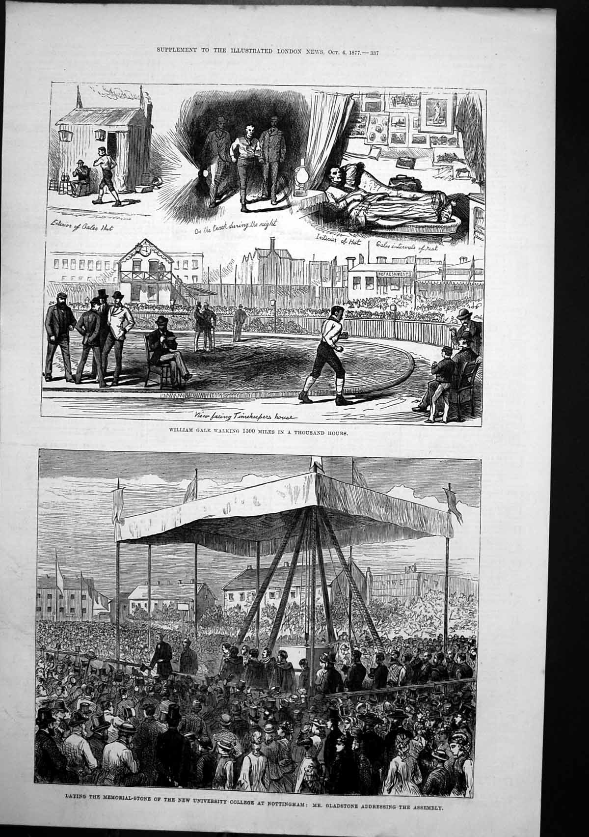Antique Print William Gale Walking Gladstone University College Notts 1877 19th