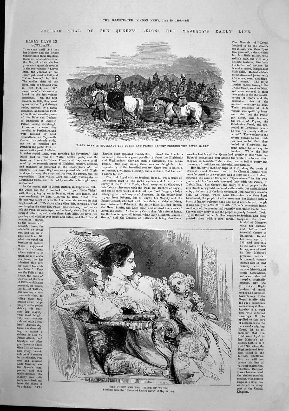 Old Jubilee Queens Reign Scotland River Garry Baby Prince Wales 1886 Victorian