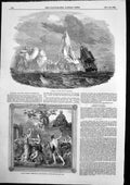 Antique Print Icebergs Coast Labrador Tapestry Louis Nelson Navy Club 1849 19th