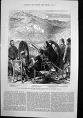 Antique Old Print War Shipka Pass Raouf Watching Bombardment Russians 1877 19th
