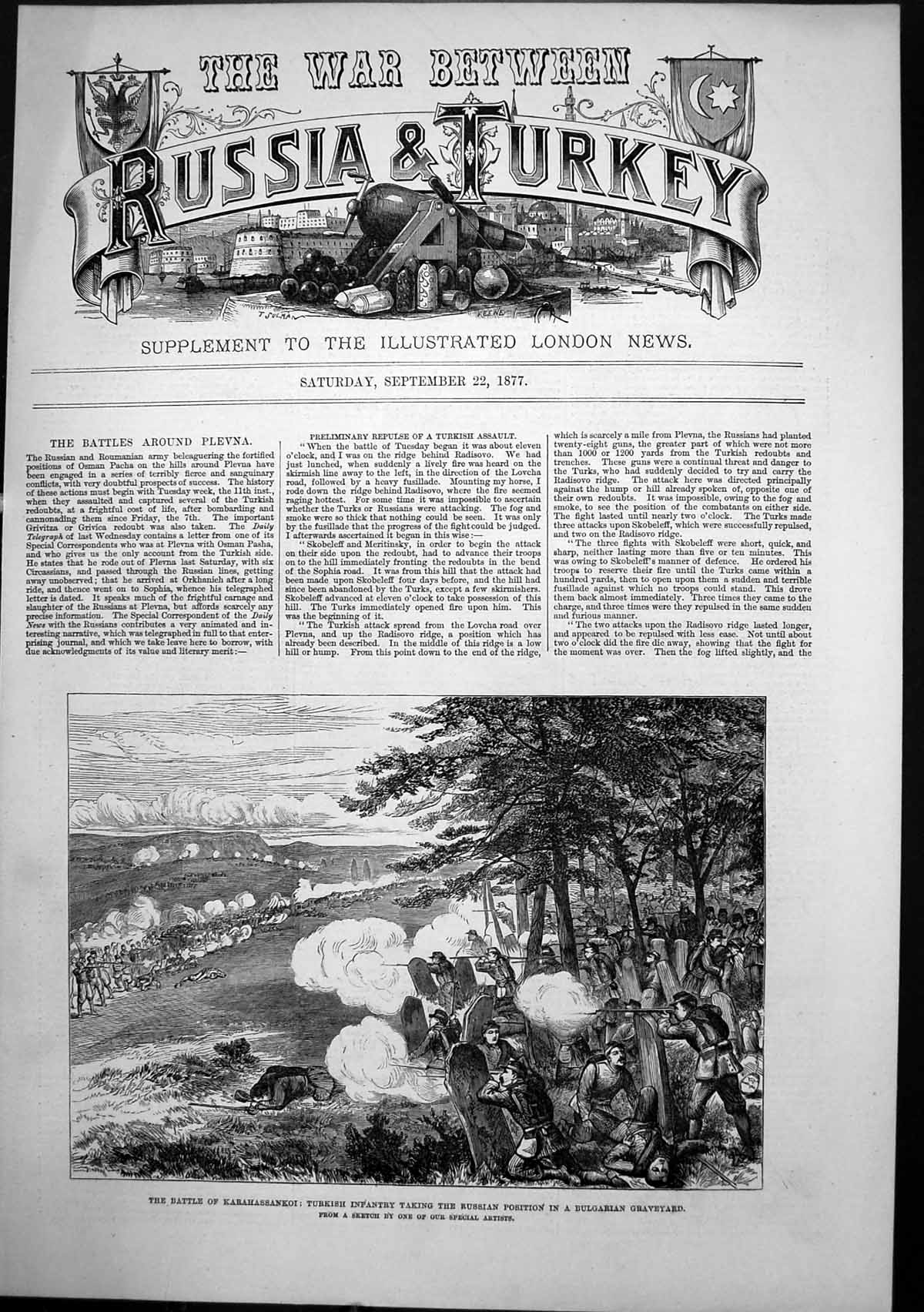 Old Battle Karahassankoi Turkish Infantry Take Russian Position 1877 Victorian