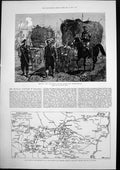 Antique Print Fodder Russian Army Plevna Map Position Forces Bulgaria 1877 19th