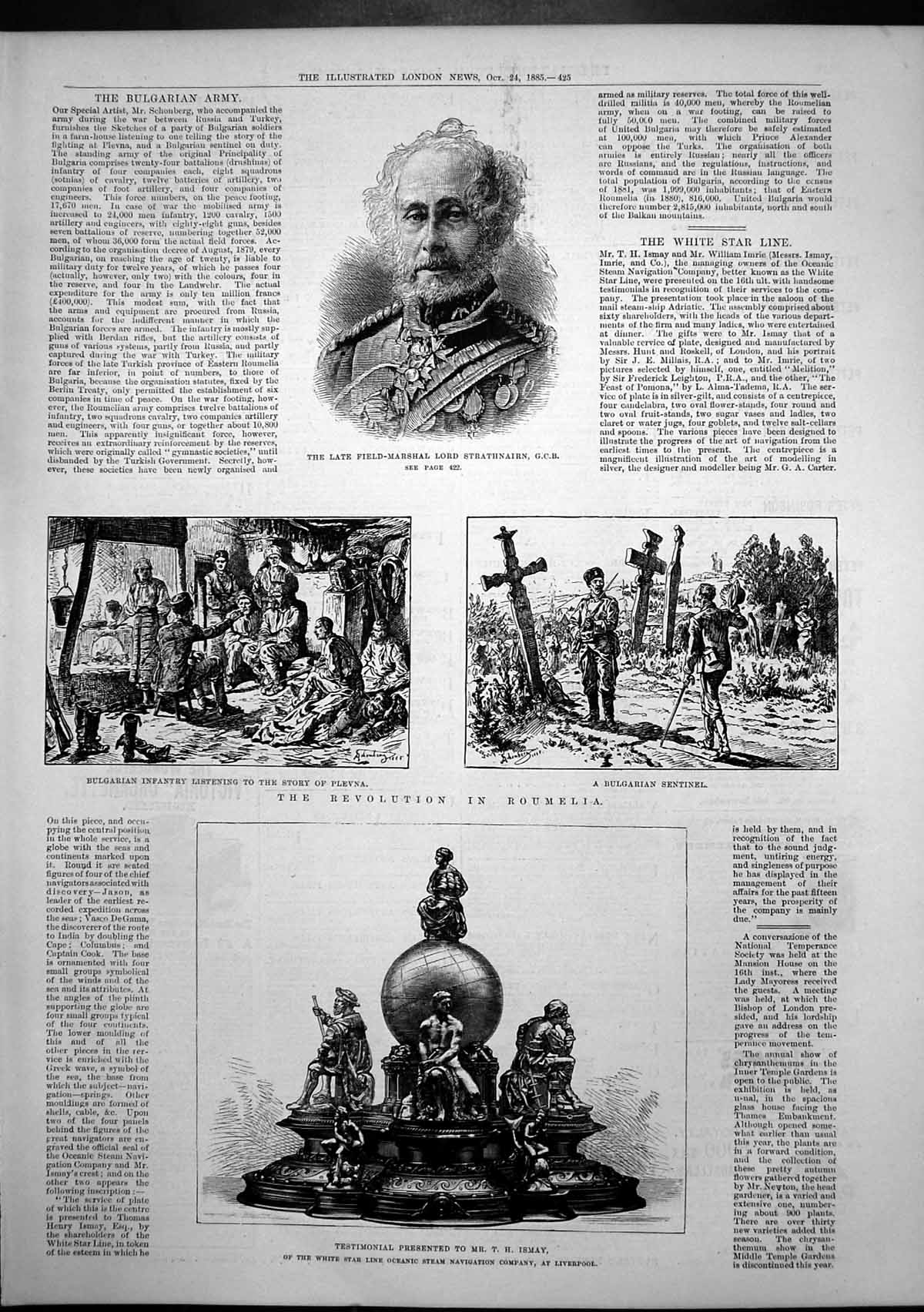 Antique Print Bulgarian Infantry Plevna Field Marshal Lord Strathnairn 1885