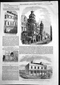 Original Old Antique Print Arsenal Dantzic Asylum Siers Chatham Chatterton 1857