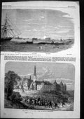 Original Old Antique Print War Russian Poland Church Convent Czenstochow 1863