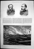 Old Print Burning Stry Lemberg Galicia Generals H White Trevor Chute1886 19th