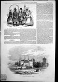 Original Old Antique Print Environs Cracow Gate St Florian Polish Costumes 1846