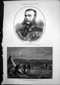 Antique Old Print Attack Roumanian Outpost Plevna Gen Skobeleff Russian 1877
